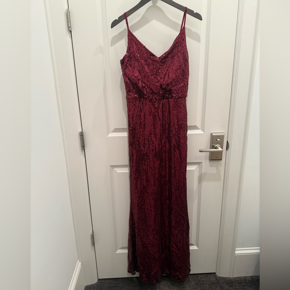City Triangles Deep Red Sequin Maxi Dress